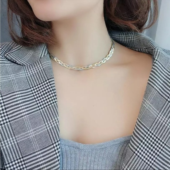 New Double Twist Snake Herringbone Necklace - Picture 1 of 15